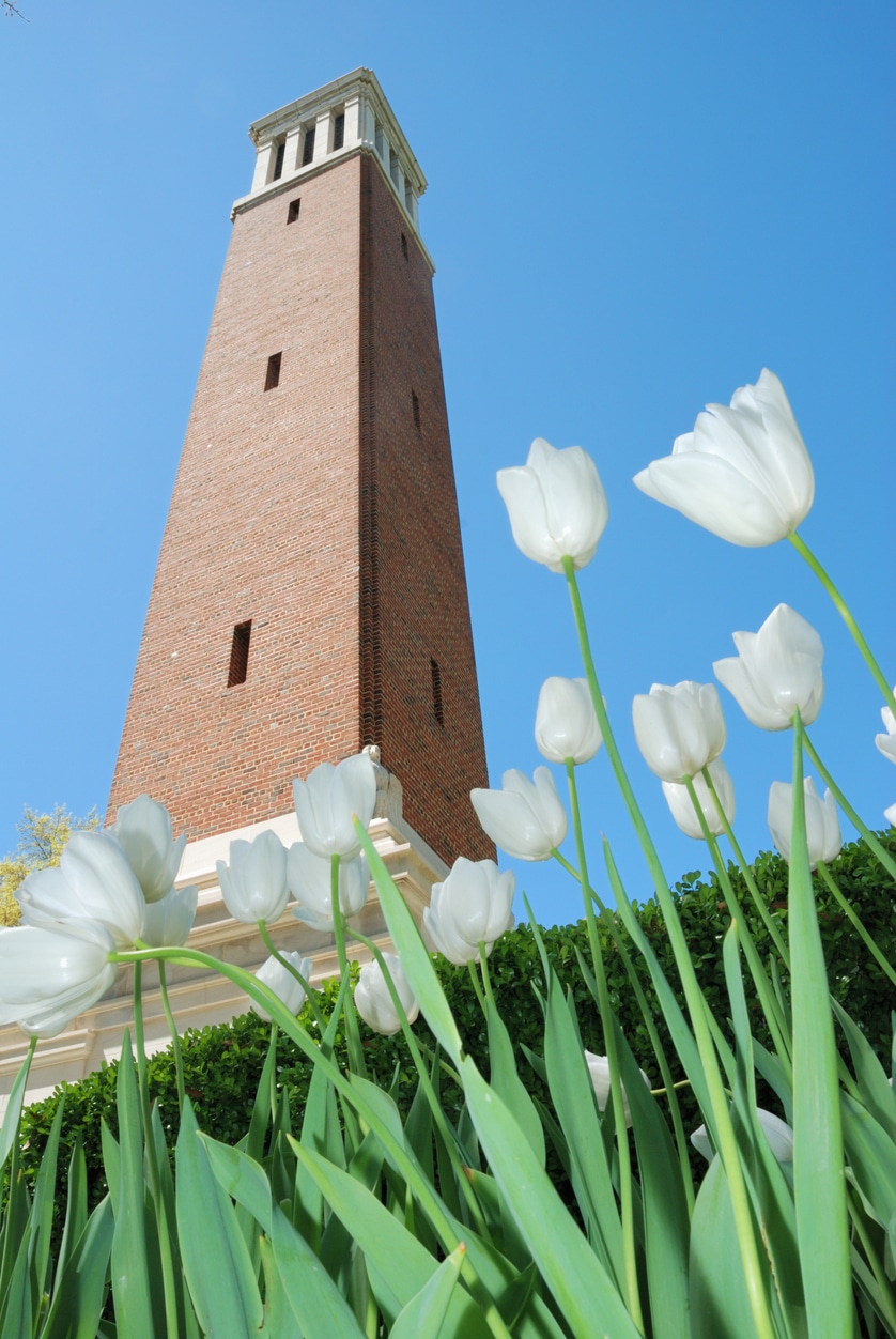 a clock tower in Tuscaloosa